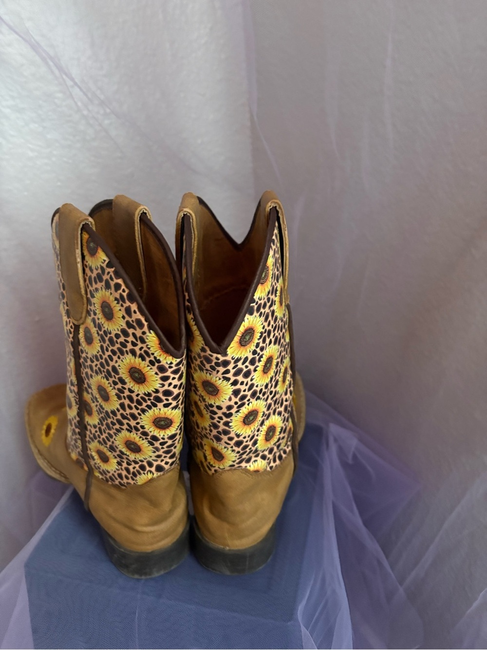 Twister Brown and Yellow Sunflower Kids Boots - Picture 2 of 11